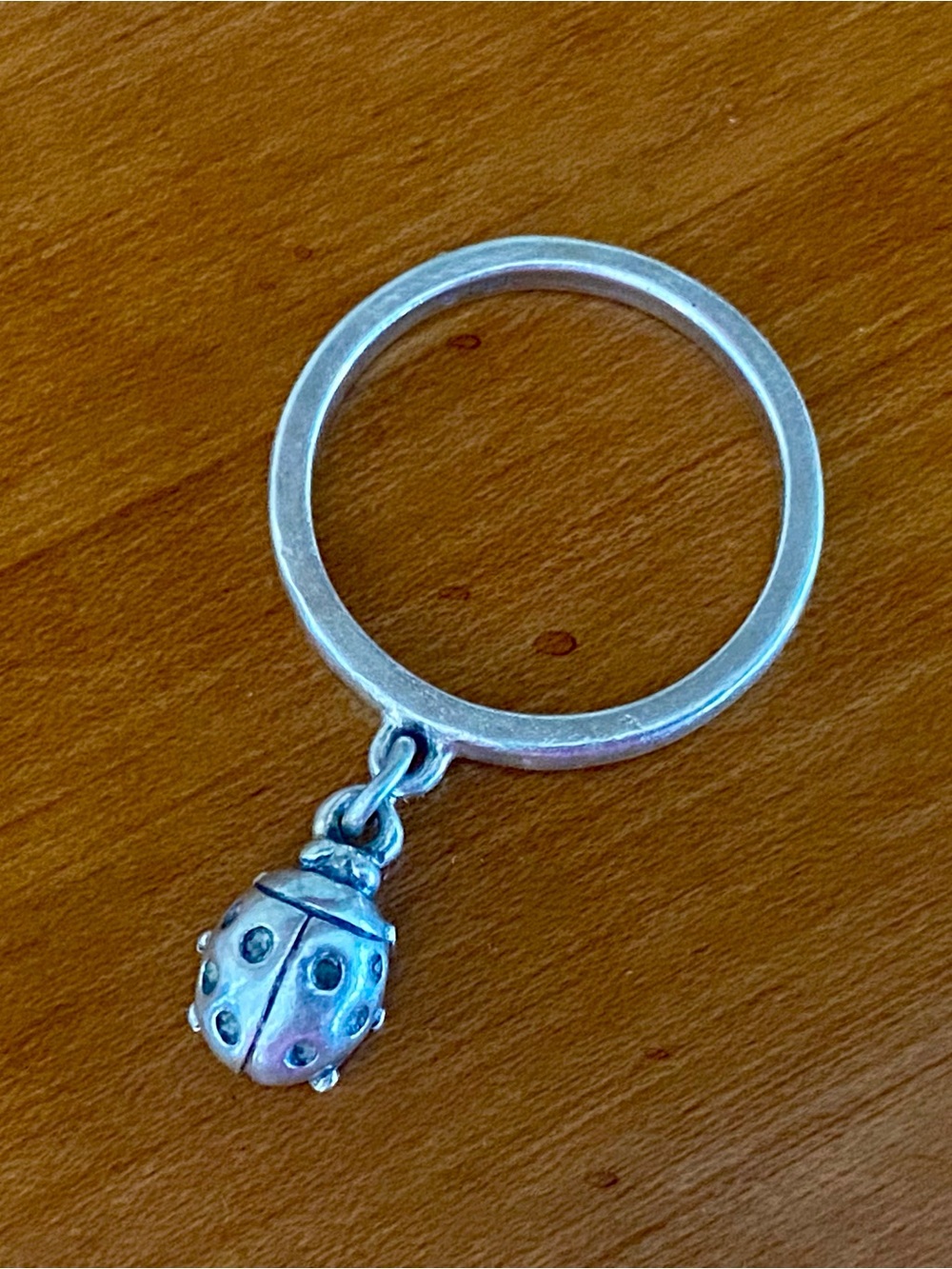 Retired James Avery Sterling Silver Lady Bug Dangle Charm Ring Size 6
